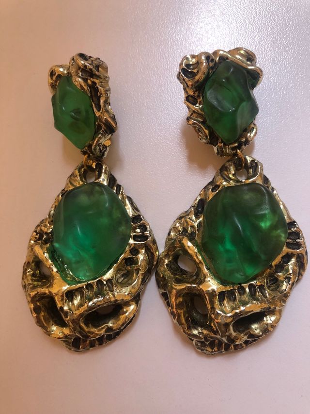 Pendientes fantasia verde y dorado
