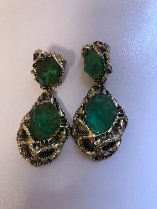 Pendientes fantasia verde y dorado