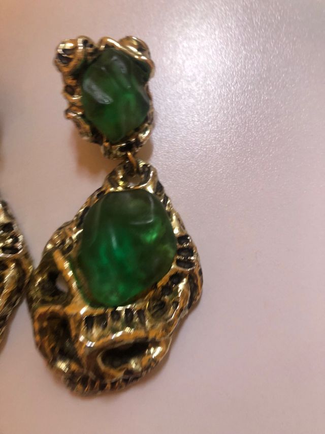 Pendientes fantasia verde y dorado
