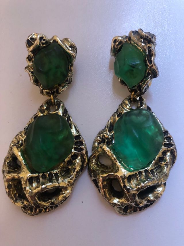 Pendientes fantasia verde y dorado