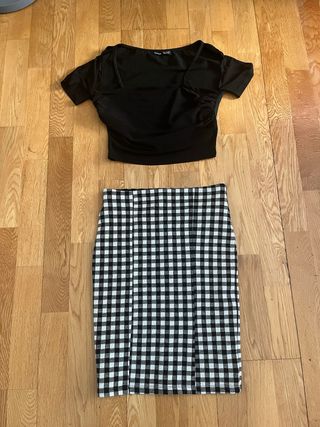 Conjunto Top y Falda Cuadros Talla S