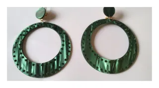 Pendientes flamenca verde y dorado
