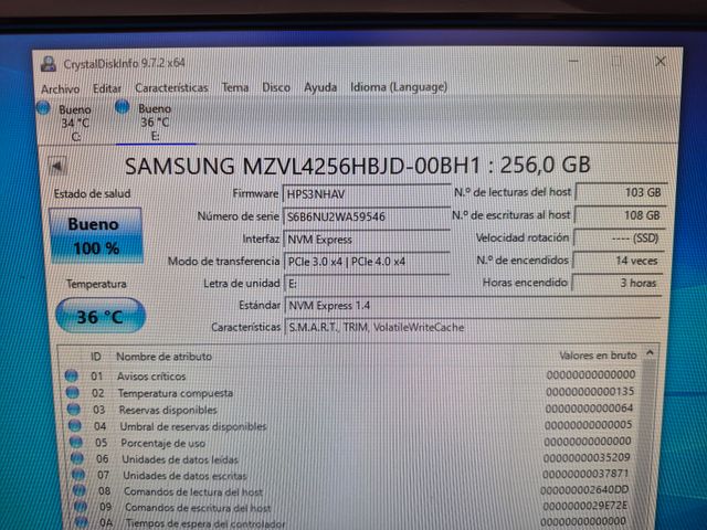 SSD M.2 NVMe Samsung 256GB