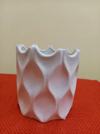 Vaso ceramica bianco decorato