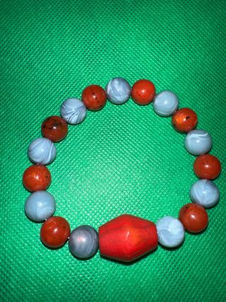 Bracciale resina azzurro e rosso