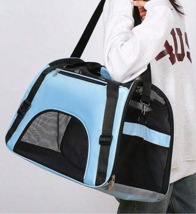 2 Transportines Mascotas Azul y Negro