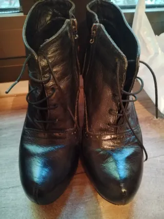 Botines de piel negros talla 36