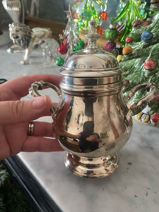 Zuccheriera vintage in metallo argentato