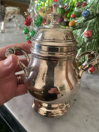 Zuccheriera vintage in metallo argentato