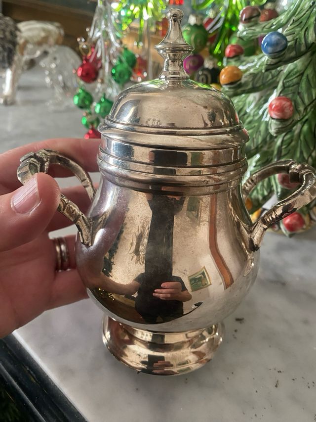 Zuccheriera vintage in metallo argentato