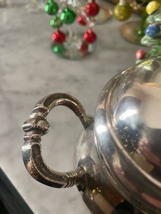 Zuccheriera vintage in metallo argentato