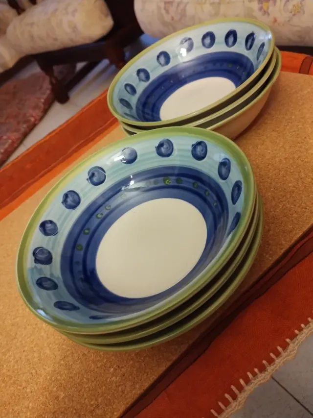 6 Coppette Porcellana Blu e Verdi