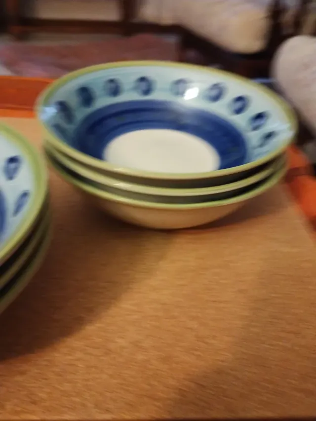 6 Coppette Porcellana Blu e Verdi