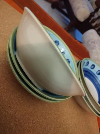 6 Coppette Porcellana Blu e Verdi