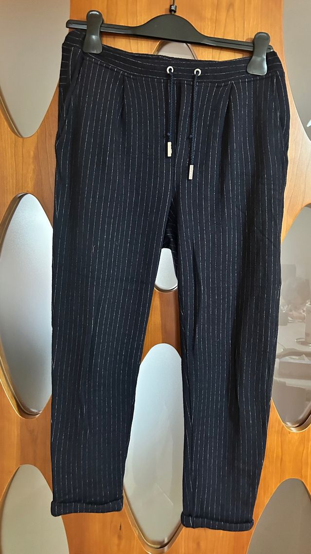 Pantaloni lana vergine gessati