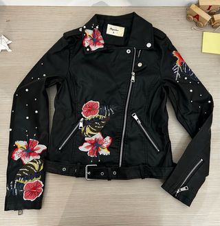 Giacca Biker pelle Donna Floreale S