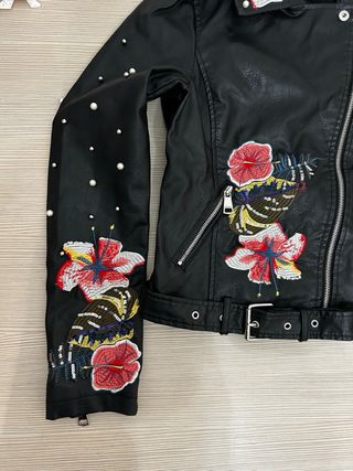 Giacca Biker pelle Donna Floreale S