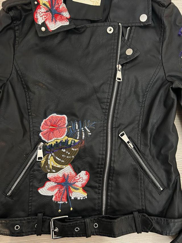 Giacca Biker pelle Donna Floreale S