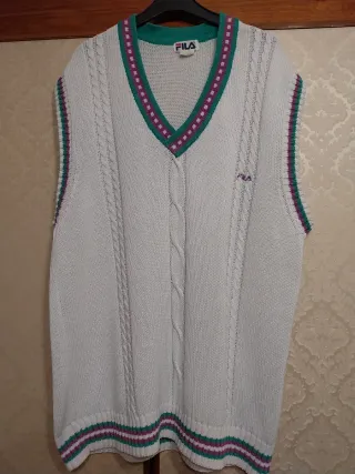 Gilet Fila cotone bianco con righe