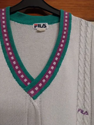 Gilet Fila cotone bianco con righe