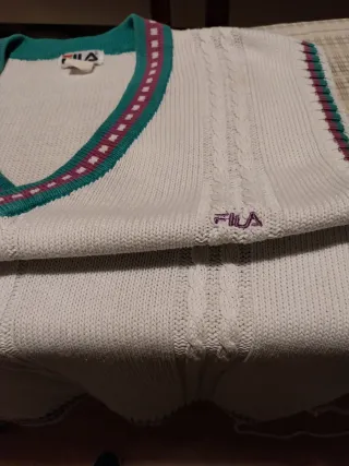 Gilet Fila cotone bianco con righe