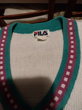 Gilet Fila cotone bianco con righe