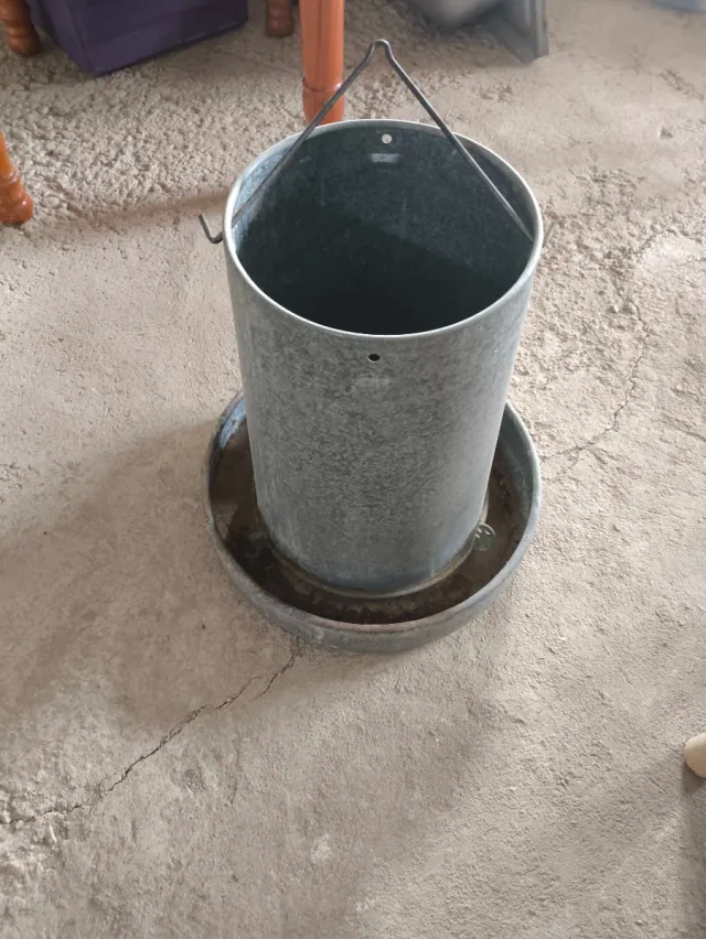 Comedero para gallinas de metal