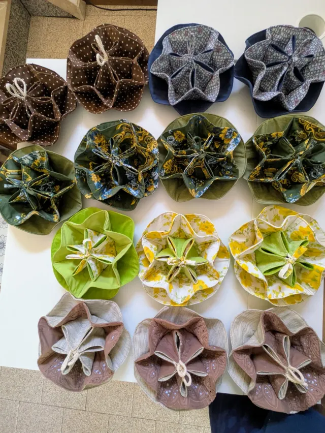 Lotto 14 cestini portaoggetti in stoffa