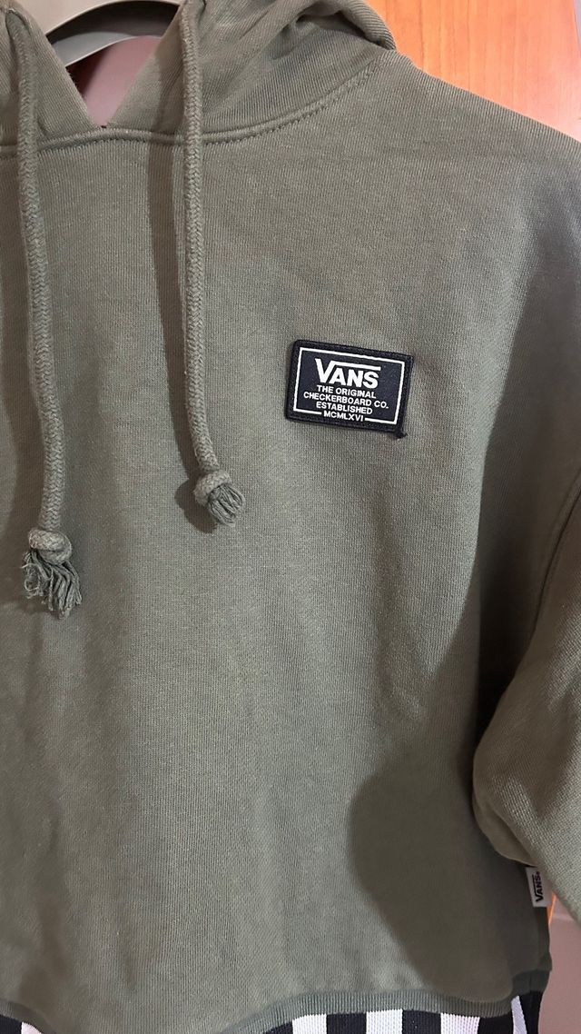 Felpa Cropped Vans Verde Talla XS