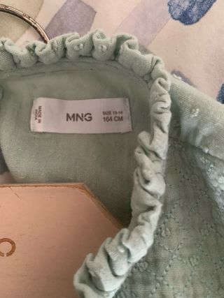 Blusa Mango Teal Volantes