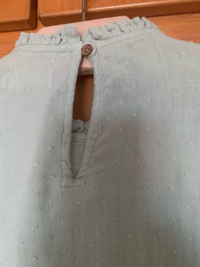 Blusa Mango Teal Volantes