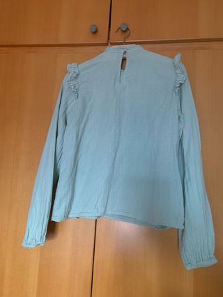 Blusa Mango Teal Volantes