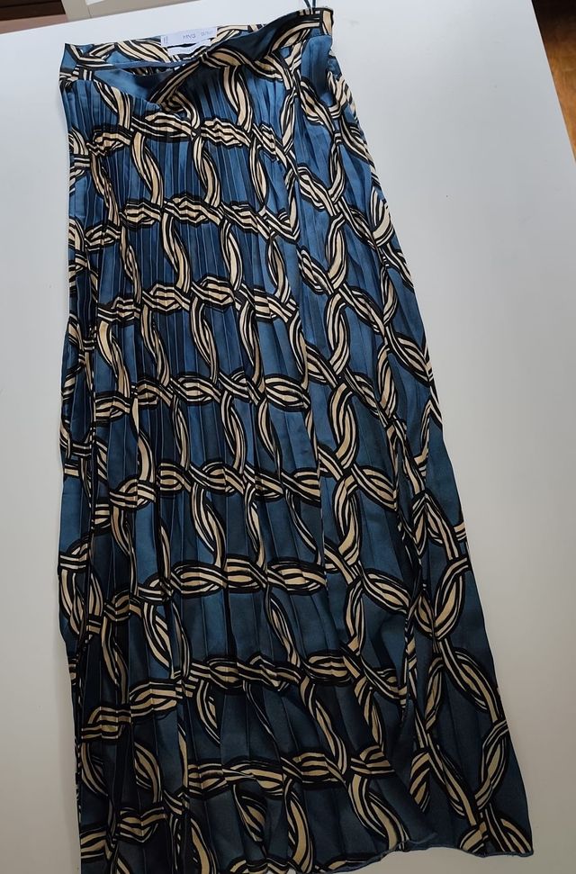 Falda Mango Satinada Estampada Talla XS