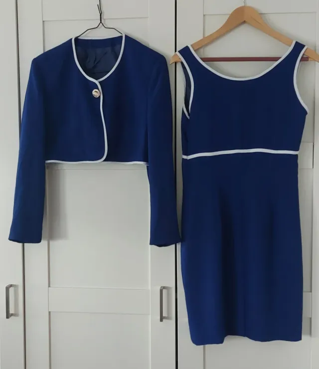 Conjunto azul chaqueta y vestido