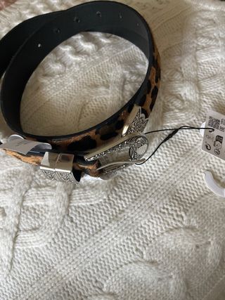 Cinturón Leopardo Talla 80 Hebilla Plateada