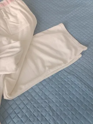 Tuta velluto bianco/rosa taglia S