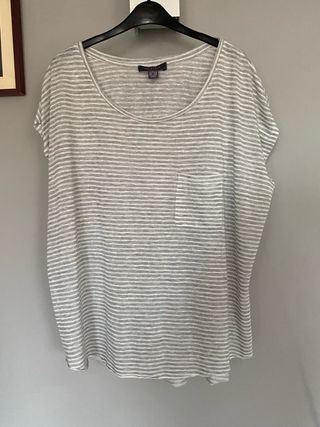 Camiseta de rayas gris y blanca talla XL