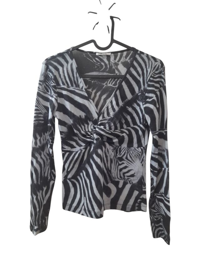 Camiseta Lycra Mujer Estampada Cebra Manga Larga