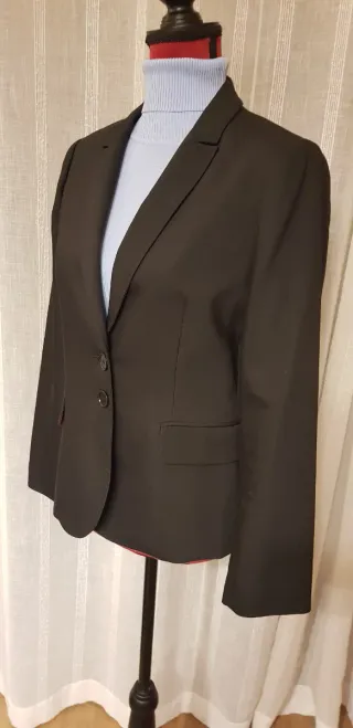 Traje de chaqueta negro mezcla algodón
