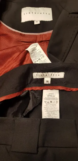 Traje de chaqueta negro mezcla algodón