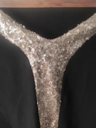 Blusa mujer lentejuelas negra y dorada