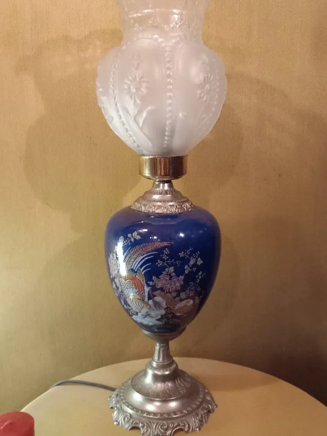 Lámpara de mesa cerámica y cristal