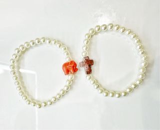 Pack Pulseras Perlas Cruz Elefante