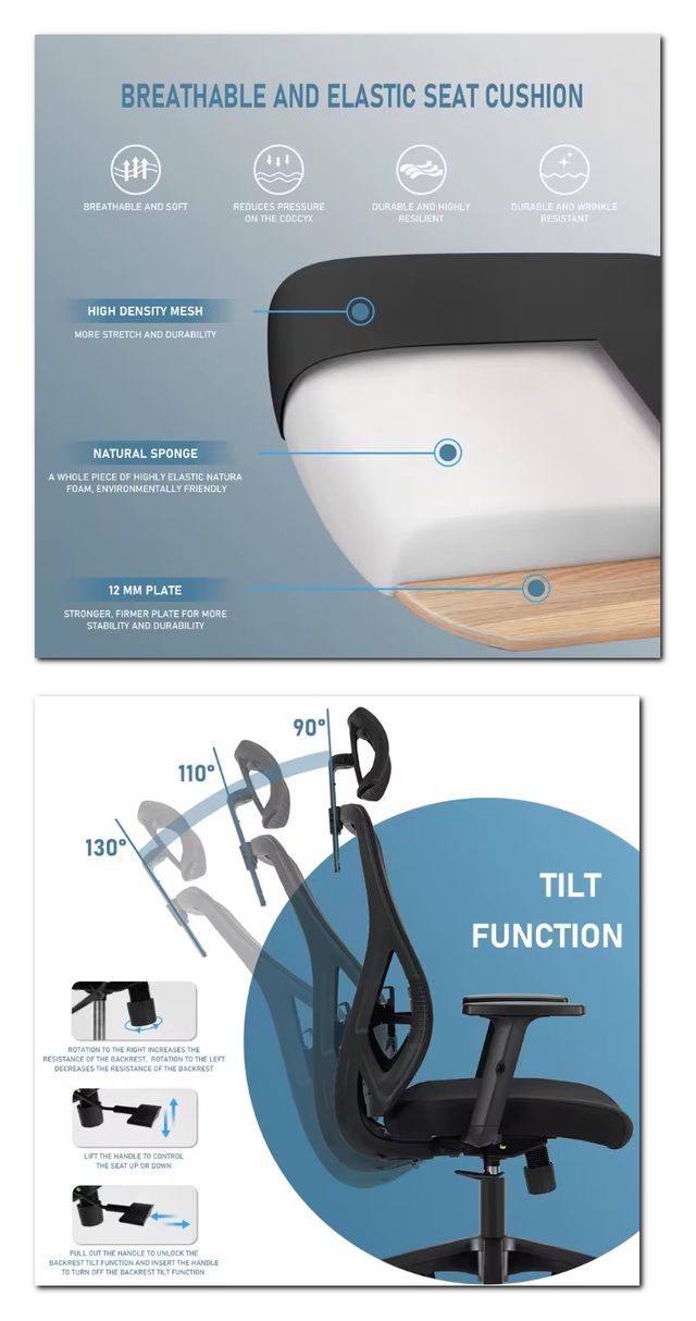 Silla de oficina con respaldo alto