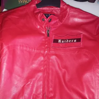 Chaqueta Roja Estilo Motero Mujer