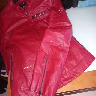 Chaqueta Roja Estilo Motero Mujer