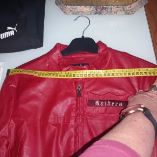 Chaqueta Roja Estilo Motero Mujer