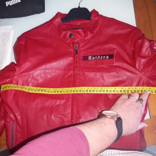 Chaqueta Roja Estilo Motero Mujer