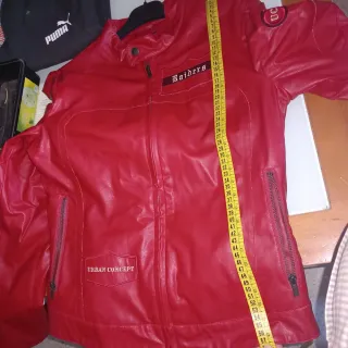 Chaqueta Roja Estilo Motero Mujer