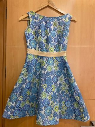 Vestido floral azul y verde